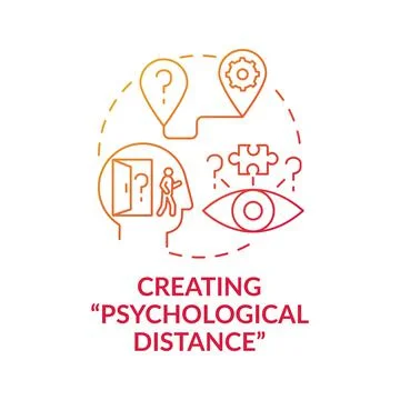 Creating psychological distance red gradient concept icon Stock Illustration