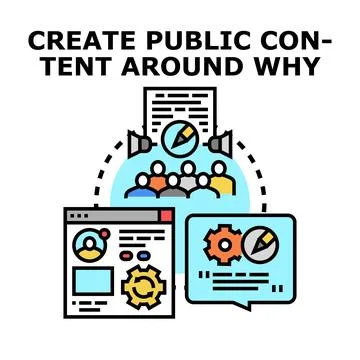 Creating public content around why concept Stock Illustration
