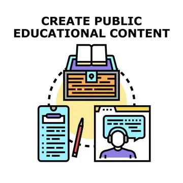 Creating public educational content for digital learning platform Stock Illustration
