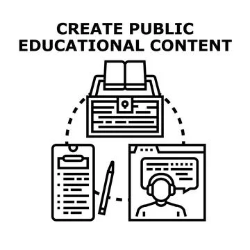 Creating public educational content for digital learning platform Stock Illustration