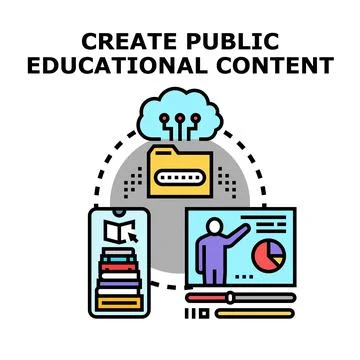 Creating public educational content for online learning 스톡 일러스트