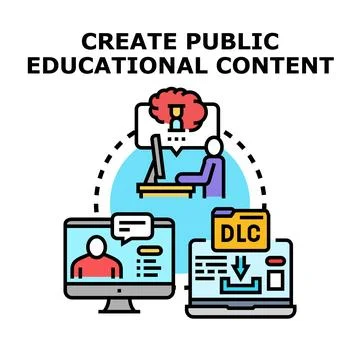 Creating public educational content online learning strategy 스톡 일러스트
