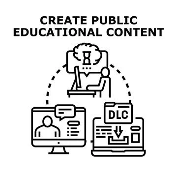Creating public educational content online learning strategy 스톡 일러스트