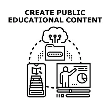 Creating public educational content for online learning Stock Illustration
