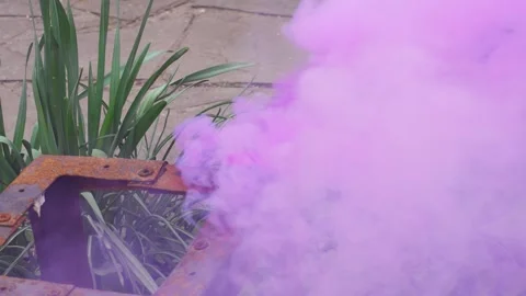 Creating purple smoke with a smoke grenade Stock Footage 333455309