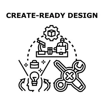 Creating ready design process for innovation and development Stock Illustration