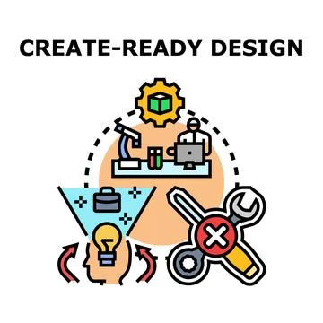 Creating ready design process for innovation and development 스톡 일러스트