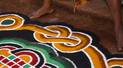 Creating ritual rangoli Stock Footage 67770576