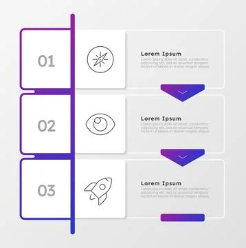 Creating roadmap for business organization blue gradient infographic 3 steps Stock Illustration