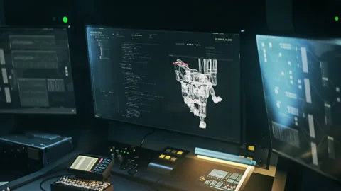 Creating robot model animation using complex scripts in the computer program Video stock 245021684