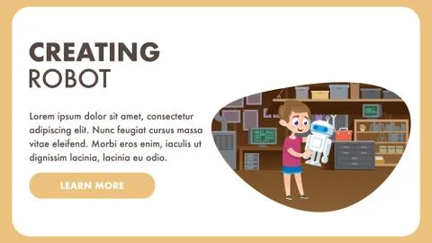 Creating Robot Science Technology Research. Flat. 스톡 일러스트