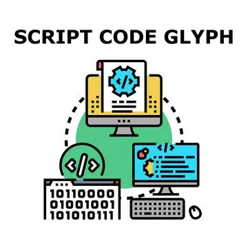 Creating script code for software development process Stock-Illustration