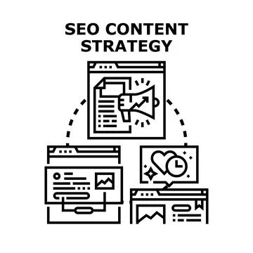 Creating seo content strategy for digital marketing success Stock Illustration