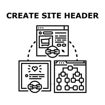 Creating site header linking web page design concepts Illustrazione stock
