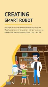 Creating Smart Robot DIY Workshop. Flat Landing Stock Illustration