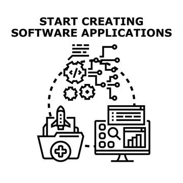 Creating software applications and programming development process Stock-Illustration