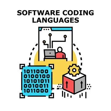 Creating software code using binary programming language Stockillustratie