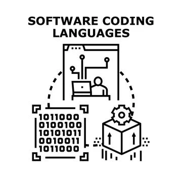 Creating software code using binary programming language 스톡 일러스트