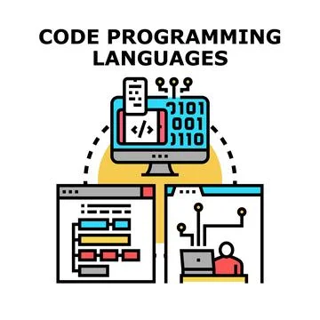 Creating software with programming languages and digital tools Illustration