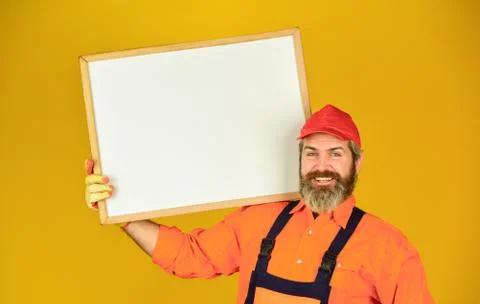 Creating solid foundation. Presentation on flipchart plan for construction Stock Photos