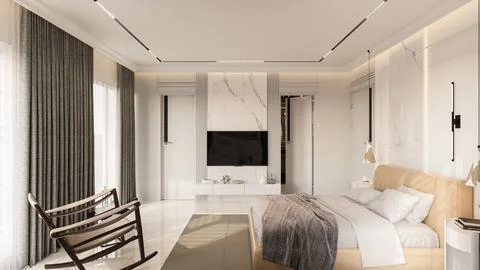 Creating a Spa-Like Atmosphere in Your Modern Master Bedroom Stock Illustration