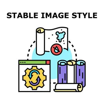 Creating stable image style generating consistent visual output Stock Illustration