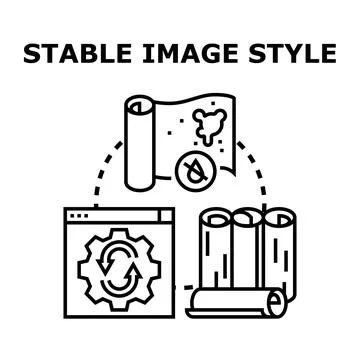 Creating stable image style generating consistent visual output Stock Illustration