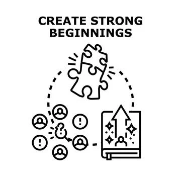 Creating strong beginnings, solving problems, and finding solutions Stock Illustration