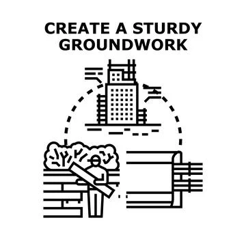 Creating a sturdy groundwork for construction project building Stock Illustration
