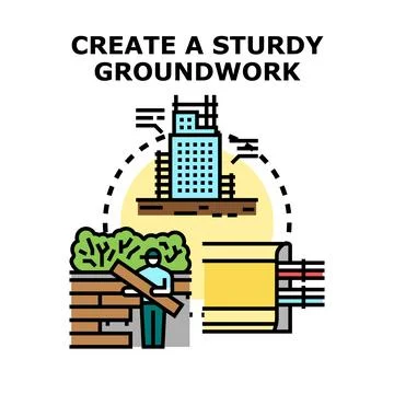 Creating a sturdy groundwork for construction project building Stock Illustration