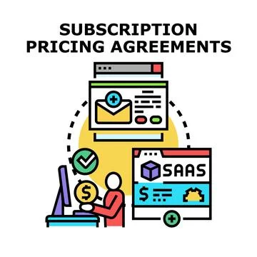 Creating subscription pricing agreements for saas software Stock Illustration