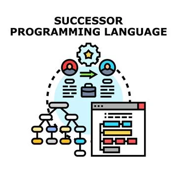 Creating successor programming language concept for digital development Stock Illustration