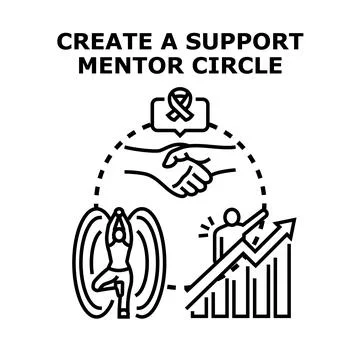 Creating a support mentor circle for growth and wellness Stock Illustration
