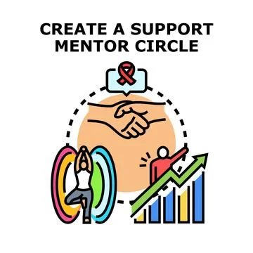 Creating a support mentor circle for growth and wellness Stock Illustration