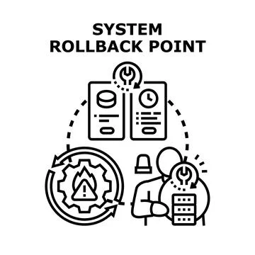 Creating system rollback point for data recovery Stock Illustration