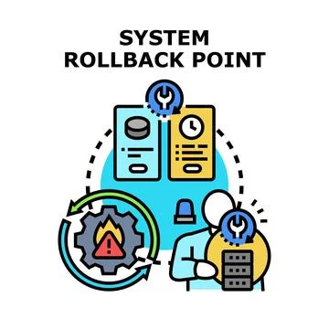Creating system rollback point for data recovery Stock Illustration