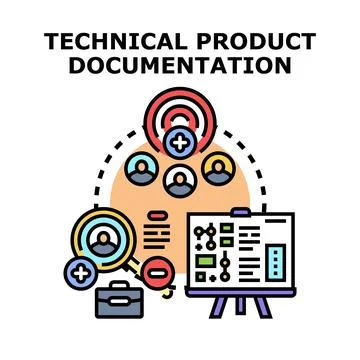 Creating technical product documentation with collaborative team process Stock Illustration