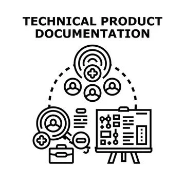 Creating technical product documentation with collaborative team process Stock Illustration