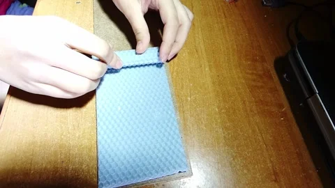 Creating textured designs at home using craft supplies and simple tools in a wor Stock Footage 328416200