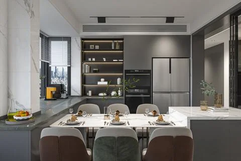 Creating a Timeless Look Luxury Dining Room Interior Design with a Classic .. Illustrazione stock