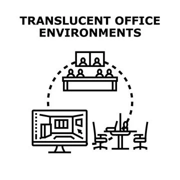 Creating translucent office environments and modern workspace design Stock Illustration