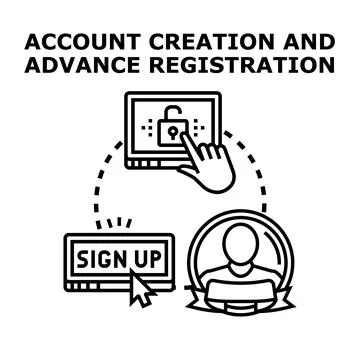 Creating user account for online registration and signup Stock Illustration