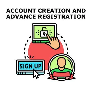 Creating user account for online registration and signup Stock Illustration