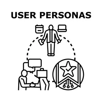 Creating user personas for product design development Stock Illustration