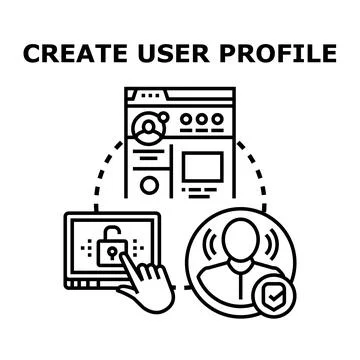 Creating user profile account registration online concept Stock Illustration