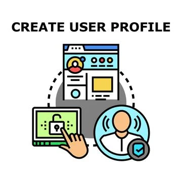 Creating user profile account registration online concept 库存插图