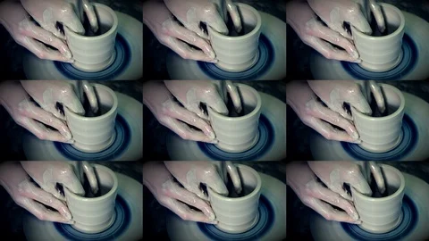 Creating vase of white clay close-up. Stock Footage 95724000