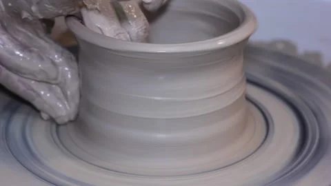 Creating vase of white clay close-up Stock Footage 148162987