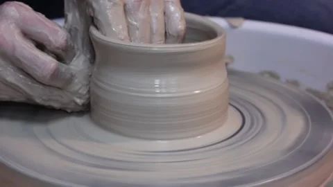 Creating vase of white clay close-up Stock Footage 148163012