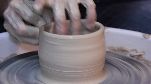 Creating vase of white clay close-up Stock Footage 148163090